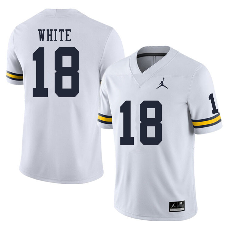Men #18 Brendan White Michigan Wolverines College Football Jerseys Sale-White